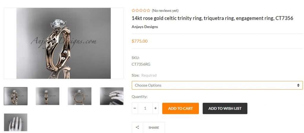 Use the Anjays Designs coupon code and save 5% on this triquetra ring and everything else on his site!
